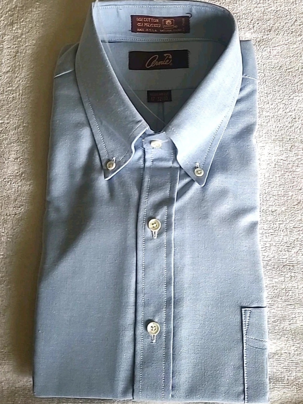 Arnie Men's Light Blue Button-Down Dress Shirt Size 17 32/33 NWT - Picture 2 of 11